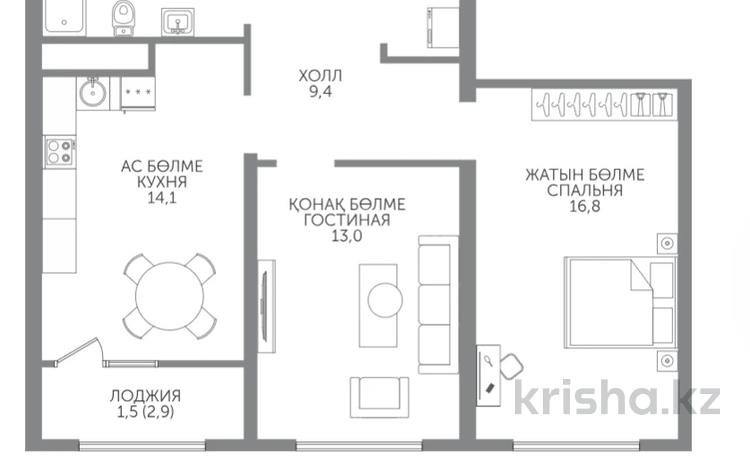 2-комнатная квартира · 62.9 м² · 7/15 этаж, Райымбека 210/27 за ~ 43.2 млн ₸ в Алматы, Алмалинский р-н — фото 2