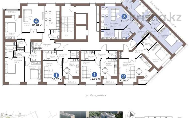3-комнатная квартира · 81.3 м² · 3/9 этаж, Магжана Жумабаева 38 за 46 млн ₸ в Астане, Сарайшык р-н — фото 2