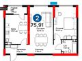 2-бөлмелі пәтер · 76 м² · 5/17 қабат, Гагарина, бағасы: 88 млн ₸ в Алматы, Бостандыкский р-н — фото 4