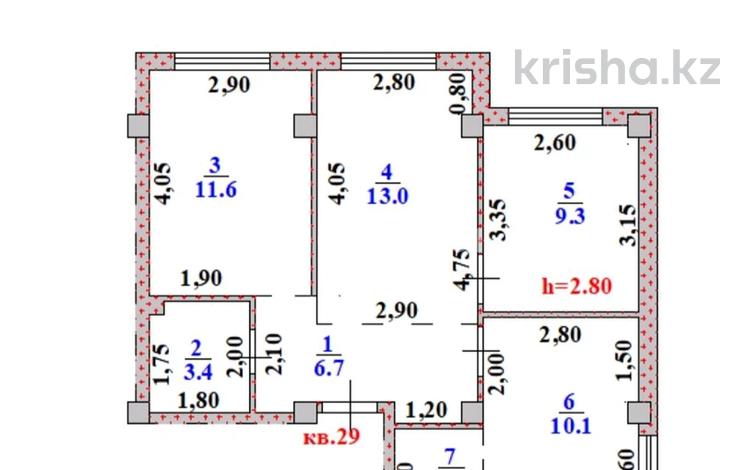 3-комнатная квартира · 57 м² · 3/3 этаж, Үстірт 2936 за 35.5 млн ₸ в Коксай (пути Ильича) — фото 2