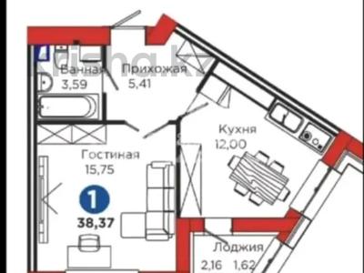 1-комнатная квартира, 39 м², 2/8 этаж, Касым Кайсенова 8/1 — Фариза Онгарсынова за 21.5 млн 〒 в Астане, Есильский р-н