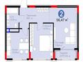 2-бөлмелі пәтер · 56.47 м² · 5/8 қабат, Турар Рыскулов 18/7 — Кайсенова, бағасы: 46 млн ₸ в Астане, Есильский р-н
