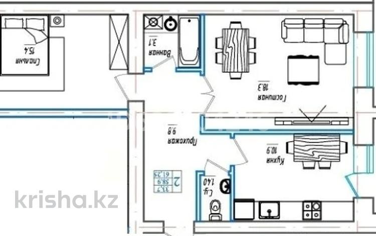 2-комнатная квартира, 60 м², 8/10 этаж, Сарыарка 2д за 17.2 млн 〒 в Кокшетау — фото 3