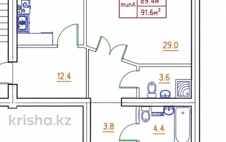 2-бөлмелі пәтер · 91.6 м² · 1/5 қабат, Алтын орда ш/а., санкибай батыра, бағасы: 28 млн ₸ в Актобе, мкр. Алтын орда — фото 2