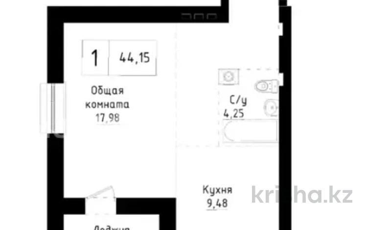 1-бөлмелі пәтер · 44.15 м² · 8/9 қабат, А83 участок 11, бағасы: 19 млн ₸ в Астане, Алматы р-н — фото 2