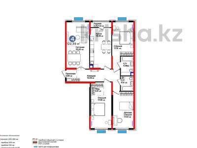 4-комнатная квартира, 122.39 м², 9/9 этаж, Нурсултана Назарбаева за ~ 59.5 млн 〒 в Шымкенте