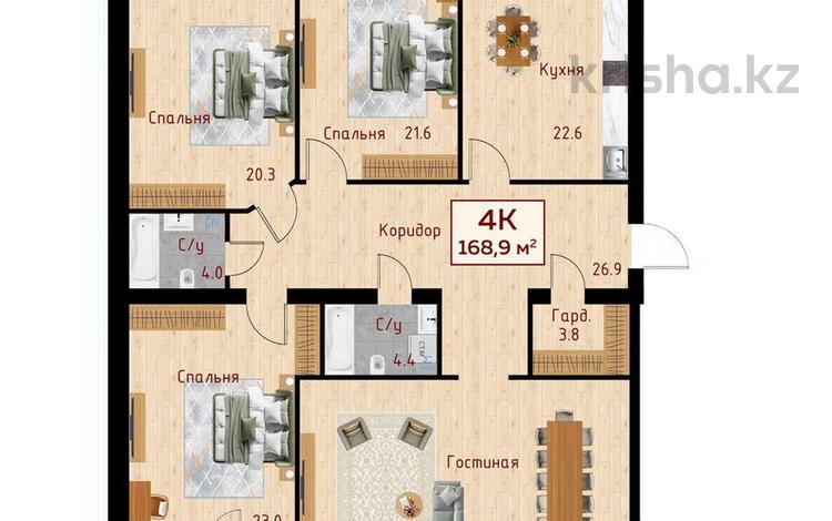 4-бөлмелі пәтер · 168.9 м² · 6/7 қабат, Алтын орда ш/а. 24, бағасы: 75 млн ₸ в Актобе, мкр. Алтын орда — фото 2
