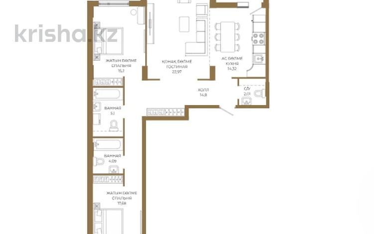 3-комнатная квартира · 97.85 м² · 5/12 этаж, Достык 8/5 за ~ 71.4 млн ₸ в Астане — фото 2