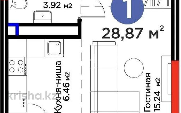 1-комнатная квартира · 28.87 м² · 3/14 этаж, Е 915 13 за 20.1 млн ₸ в Астане, Есильский р-н — фото 2