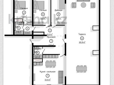 4-комнатная квартира · 155 м² · 18/18 этаж, Абая 164/5 — Брусиловского за ~ 82.2 млн ₸ в Алматы, Бостандыкский р-н