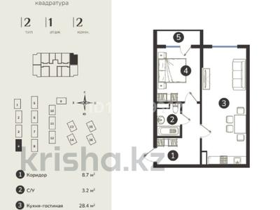 1-комнатная квартира · 52.1 м² · 2/7 этаж, Естай 39/3 за 24 млн 〒 в 