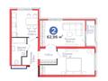 2-бөлмелі пәтер · 62.96 м², Казыбек би 23, бағасы: ~ 42.2 млн ₸ в Астане, Нура р-н — фото 3