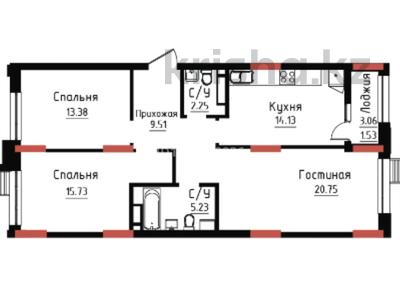 3-бөлмелі пәтер · 82.6 м² · 4/9 қабат, Чингиз Айтматов 24/4, бағасы: 51 млн ₸ в Астане, Нура р-н