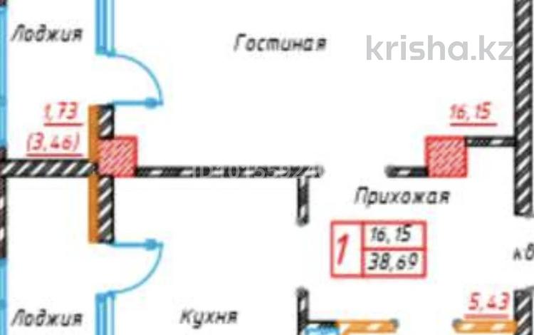 1-бөлмелі пәтер · 38.69 м² · 8/10 қабат, Е 364 — Пересечение улиц Е364, Е418, бағасы: 13.9 млн ₸ в Астане, Нура р-н — фото 2
