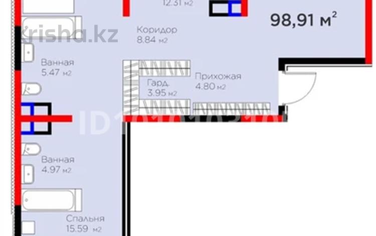 3-бөлмелі пәтер · 100 м² · 4/4 қабат, Кульджинский тр-т 80/1, бағасы: 98.6 млн ₸ в Алматы, Медеуский р-н — фото 2