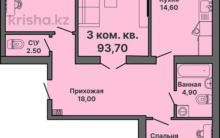 3-бөлмелі пәтер · 93.7 м² · 4/5 қабат, Алтын орда ш/а., бағасы: 16.9 млн ₸ в Актобе, мкр. Алтын орда — фото 2