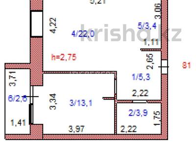 2-комнатная квартира, 50.3 м², 8/9 этаж, Наурызбай батыра 138 — Центр города за ~ 15.3 млн 〒 в Кокшетау