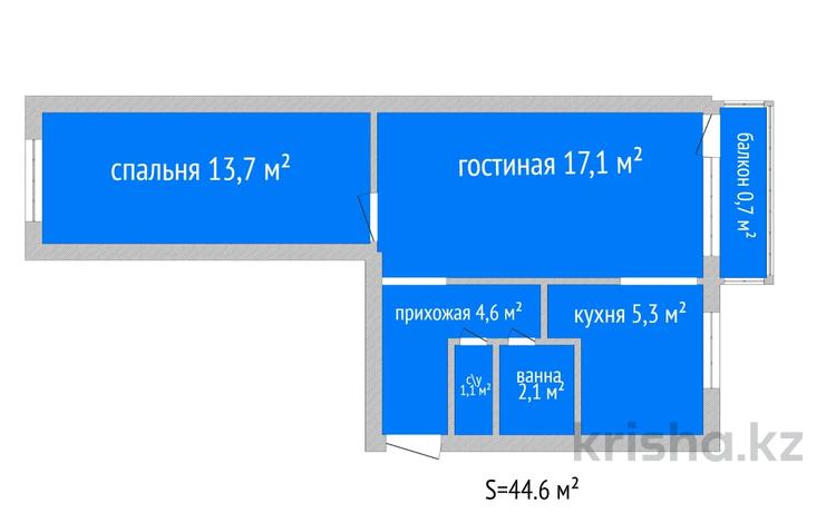 2-комнатная квартира · 44.6 м² · 2/5 этаж, Маяковского 114 за 19 млн 〒 в Костанае — фото 2