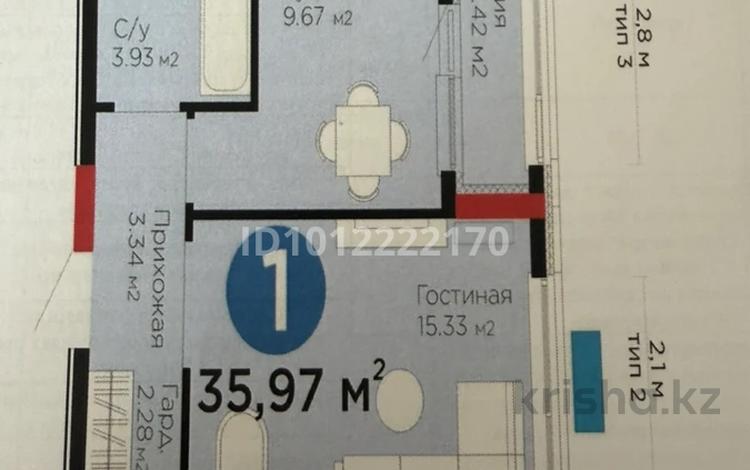 1-бөлмелі пәтер · 35.97 м² · 11 қабат, Е-15 5, бағасы: 25 млн ₸ в Астане, Нура р-н — фото 2