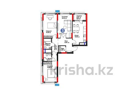 3-комнатная квартира · 83.3 м² · 21/22 этаж, Туран 57/1 за 60 млн ₸ в Астане, Нура р-н