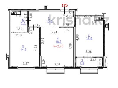 2-комнатная квартира · 63.2 м² · 8/12 этаж, Бауыржана Момышулы — Монке би за 44.5 млн ₸ в Алматы, Алатауский р-н