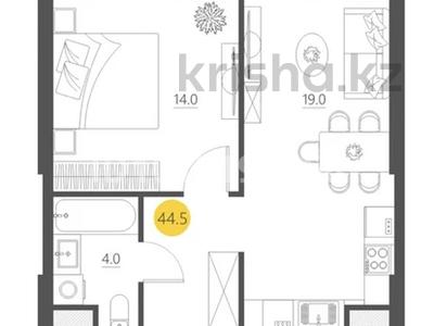 1-бөлмелі пәтер · 44.5 м² · 9/9 қабат, мкр Шымсити, ул. 189 квартал 241А, бағасы: 20 млн ₸ в Шымкенте, Абайский р-н