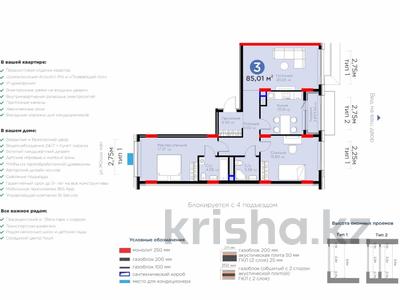 3-комнатная квартира · 85 м² · 3/9 этаж, Жошы хан за 61 млн ₸ в Астане, Есильский р-н