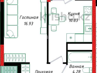 1-бөлмелі пәтер · 38.5 м² · 12/12 қабат, Шамши Калдаяков 57/2, бағасы: 16.9 млн ₸ в Астане, Сарайшык р-н