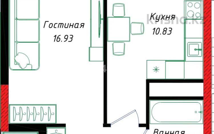 1-бөлмелі пәтер · 38.5 м² · 12/12 қабат, Шамши Калдаяков 57/2, бағасы: 16.9 млн ₸ в Астане, Сарайшык р-н — фото 2