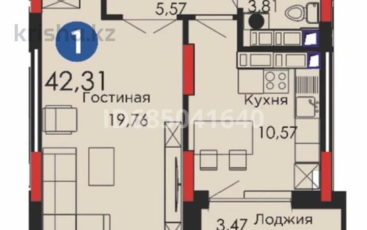 1-комнатная квартира, 42 м², 13/20 этаж, мкр Комсомольский, Орынбор 20 за 22.7 млн 〒 в Астане, Есильский р-н — фото 2