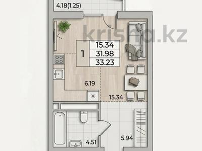 1-комнатная квартира · 34.1 м² · 2/5 этаж, СТ Монтажник, Карасай батыра за 18.9 млн ₸ в 