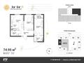 3-бөлмелі пәтер · 76 м² · 4/12 қабат, ул. Фадеева, 38г 15, бағасы: 44 млн ₸ в Алматы, Алатауский р-н