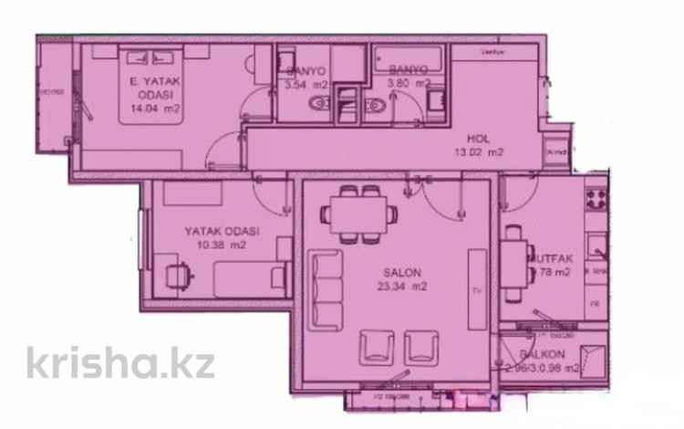 3-комнатная квартира · 83.4 м² · 4/12 этаж, Жаңа Қала 28/4 — Облыс әкімдігі за ~ 27.6 млн ₸ в Туркестане — фото 17