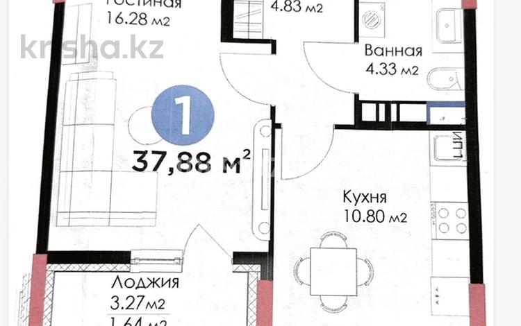 1-комнатная квартира, 37.88 м², 9/9 этаж, Туран 57/4 — Бухар Жырау за 15 млн 〒 в Астане, Нура р-н — фото 2
