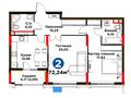 2-комнатная квартира · 73.62 м² · 2/14 этаж, Бухар жырау 33/2 за ~ 66.6 млн ₸ в Астане, Есильский р-н — фото 3