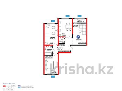 3-бөлмелі пәтер · 80 м², квартал 189, бағасы: 34.4 млн ₸ в Шымкенте, Абайский р-н