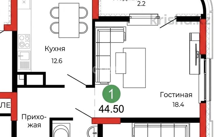 1-бөлмелі пәтер · 45 м² · 13/20 қабат, Сыганак 26/2, бағасы: 28.5 млн ₸ в Астане, Нура р-н — фото 2
