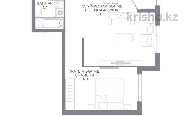 2-комнатная квартира · 54.4 м² · 5/9 этаж, Ахмет Байтурсынулы 10/3 — ВЫБОР ЭТАЖА И ПЛАНИРОВКИ! БЕЗ КОМИССИИ за ~ 28.8 млн ₸ в Астане, Сарайшык р-н — фото 2