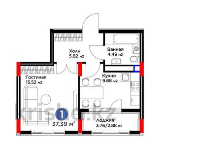 1-бөлмелі пәтер · 38 м² · 4/9 қабат, Е 915 19 — !СУПЕР ГОРЯЧКА!ВИДОВАЯ!, бағасы: ~ 25 млн ₸ в Астане, Есильский р-н