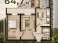 2-бөлмелі пәтер · 64.7 м² · 5/9 қабат, Кокжал Барака 19а, бағасы: ~ 31.7 млн ₸ в Усть-Каменогорске