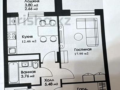 1-комнатная квартира · 47.41 м² · 3/9 этаж, Нажимеденова 52 за ~ 17.5 млн 〒 в Астане, Сарайшык р-н