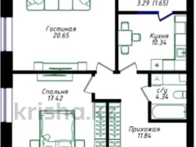 2-бөлмелі пәтер · 66.24 м² · 7/9 қабат, Жубан Молдагалиев, бағасы: 37.5 млн ₸ в Астане, Нура р-н