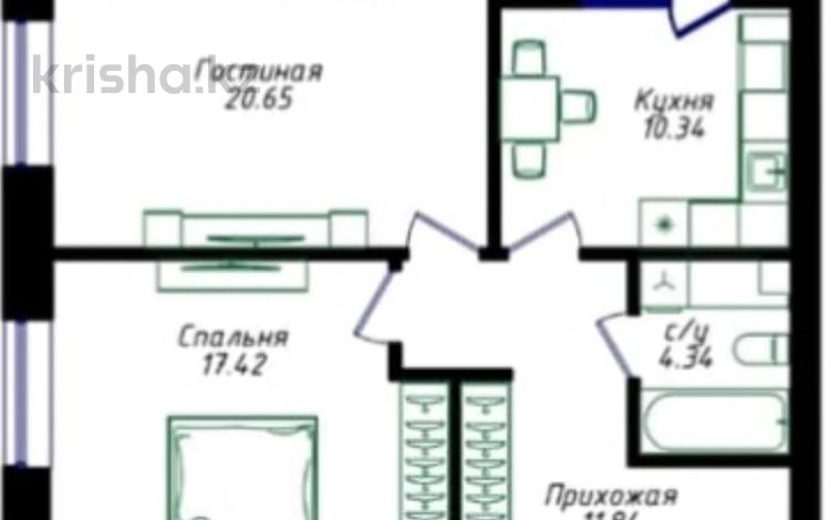 2-комнатная квартира · 66.24 м² · 7/9 этаж, Жубан Молдагалиев за 37.5 млн ₸ в Астане, Нура р-н — фото 2