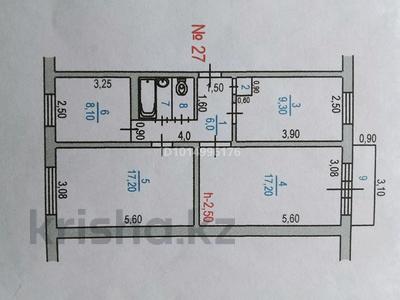 3-бөлмелі пәтер · 62.1 м² · 3/5 қабат, Микрорайон Каратау 2 — Находится возле почты, бағасы: 22 млн ₸ в Таразе