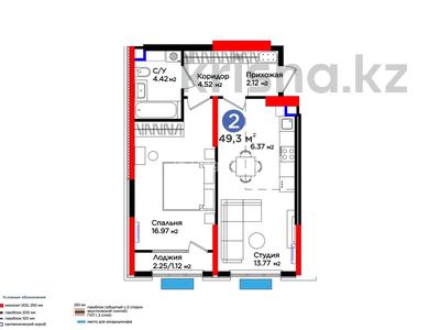 2-бөлмелі пәтер · 50 м² · 5/12 қабат, Нурсултана Назарбаева — Байтерекова и Назарбаева, бағасы: 33.5 млн ₸ в Шымкенте, Каратауский р-н