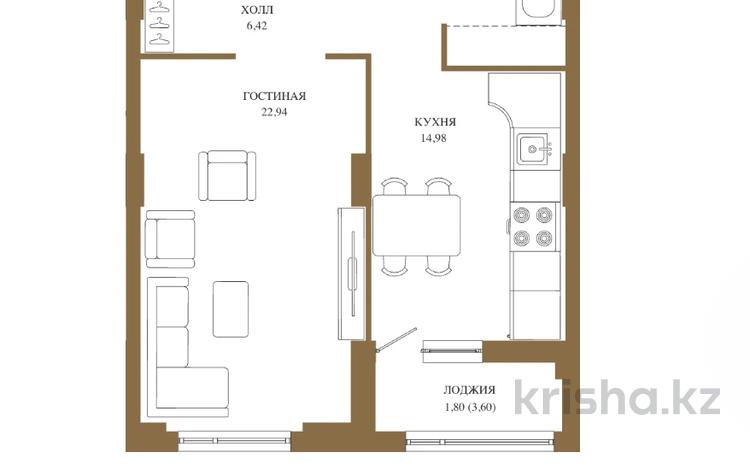 1-комнатная квартира · 51.39 м² · 4/18 этаж, Достык 8/5 — ВИДОВАЯ НА СЫГАНАК за ~ 40.6 млн ₸ в Астане, Есильский р-н — фото 2