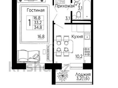 1-комнатная квартира, 34.8 м², 2/5 этаж, ЖМ Лесная поляна 50 — Новый школа гимназия за 13.8 млн 〒 в Косшы