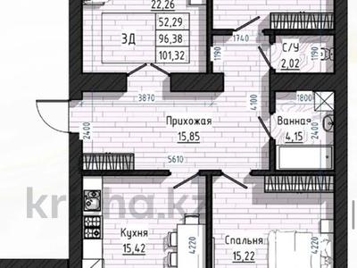 3-комнатная квартира · 97 м² · 5 этаж, Сагдиева 78 за ~ 43.7 млн ₸ в Кокшетау