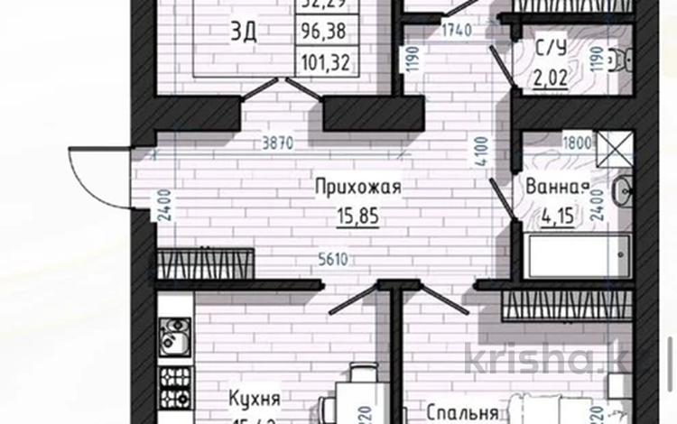 3-бөлмелі пәтер · 97 м² · 5 қабат, Сагдиева 78, бағасы: ~ 43.7 млн ₸ в Кокшетау — фото 2