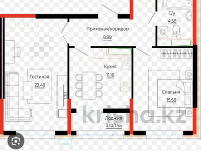 3-бөлмелі пәтер · 65 м² · 6/18 қабат, Е 882 7, бағасы: ~ 32.8 млн ₸ в Астане, Нура р-н